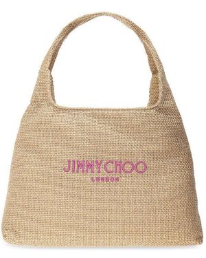 Jimmy Choo Large Beach Diamond Hobo Tote Bag - Natural