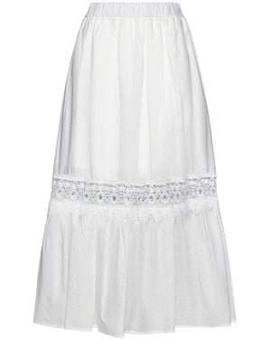 Kaos Lace Trim Midi Skirt - White