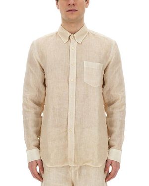 120% Lino Classic Fit Button-Up Shirt - Natural