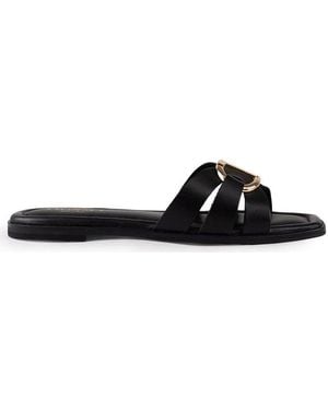 Twinset Logo Buckle Slip-On Sandals - Black