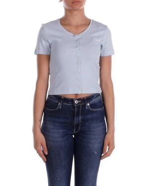 Guess Eco Crewneck Embroidered Top - Blue
