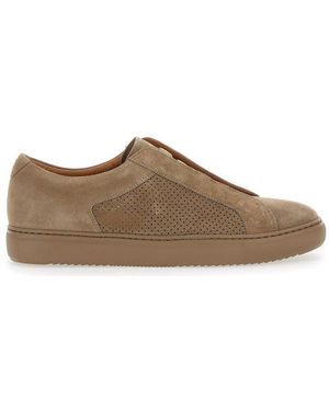 スニーカー DOUCALS 'Roger' Blue Slip-On Sneakers in Suede Man Navy Blue Slip-On Sneakers for Men