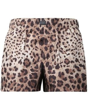 Dolce & Gabbana Leopard Printed Swim Shorts - Multicolor