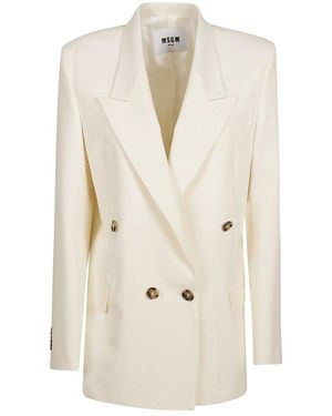 MSGM Double-Breasted Classic Blazer - Natural