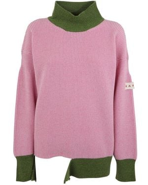 Marni Crew Neck Long Sleeves Loose Fit Jumper - Pink