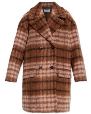 Moschino Checked Coat - Brown