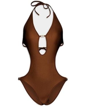 Gucci Interlocking G Sparkling Jersey Swimsuit - Brown