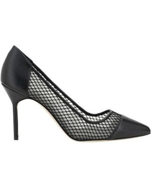 Manolo Blahnik Capcour Mesh-Panelled Court Shoes - Black