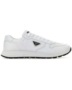 Prada Logo Plaque Low-Top Trainers - White