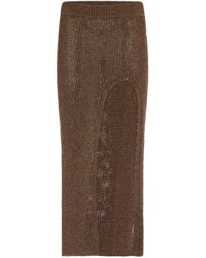 Alanui Shady Front Slit Beach Skirt - Brown
