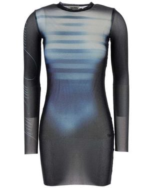 Jean Paul Gaultier Printed Tulle Mini Dress - Grey