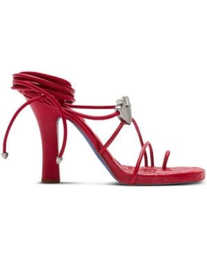 Burberry Strappy Heel Sandals - Red