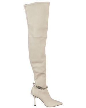 STUDIO AMELIA Razor Chain-Link Thigh Boots - White
