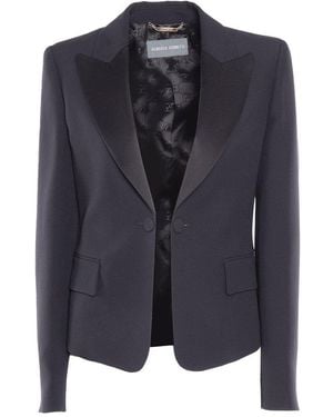 Alberta Ferretti Fitted Waist Crepe Blazer - Blue