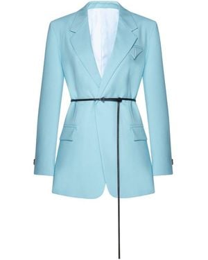 Bottega Veneta Belted-Waist Twill Jacket - Blue