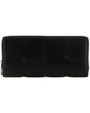 Bottega Veneta Intrecciato Zip Around Wallet - Black