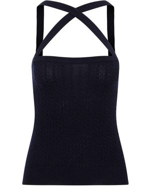 Patou Cross-Strap Cable Knitted Top - Blue