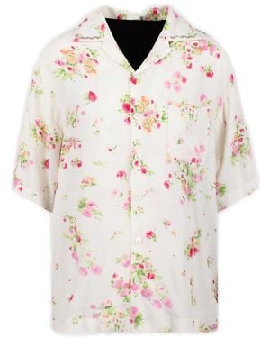 N°21 Nº21 Floral-Printed Bead Embellished Panelled Shirt - White