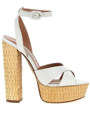 サンダル・ミュール AQUAZZURA 'Sunseeker' sandals White Aquazzura Sunseeker 140 Plateau Sandal in White | FWRD