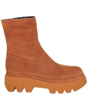 Paloma Barceló Osian Round-Toe Zipped Boots - Brown
