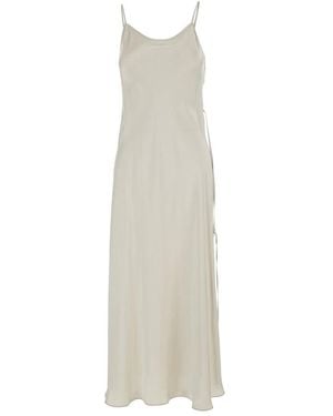 Low Classic Boat Neck Tech Fabric Dress - White