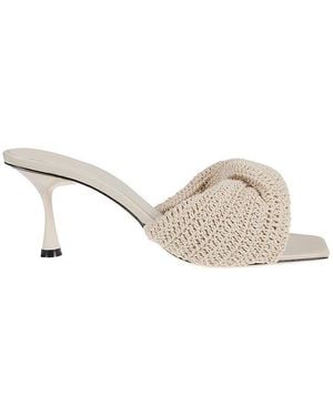 STUDIO AMELIA Knitted Twist Front Mules - Natural