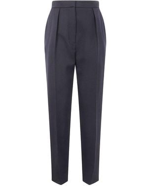 Balmain Pleat Detailed Tapered Leg Trousers - Blue