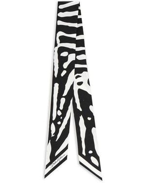 Dolce & Gabbana Zebra Printed Twill Headscarf - White
