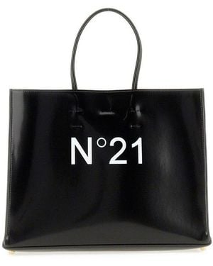 N°21 Logo Printed Tote Bag - Black