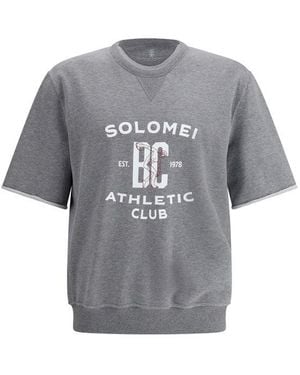 Brunello Cucinelli Short-Sleeve Sweatshirt - Gray