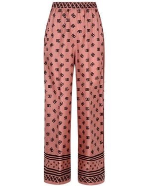 Dolce & Gabbana All-Over Dg Logo Jacquard Satin Pyjama Trousers - Red