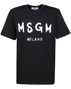 MSGM Volcano Graphic Print Crew Neck T-Shirt in Blue for Men