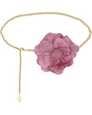 Blumarine Flower Decorated Metal Chain Belt - Purple