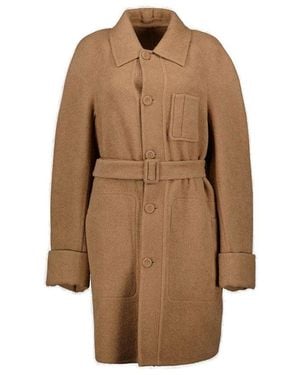 Dior Belted Button-Up Coat - Brown