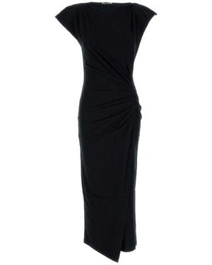 Isabel Marant Nadela Ruched Detailed Midi Dress - Black
