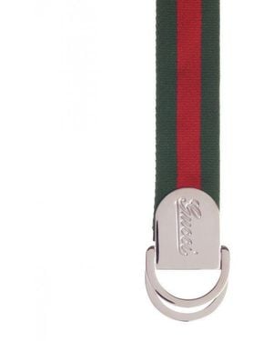 Gucci Logo Engraved Web Signature Buckle Belt - White