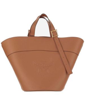 MCM Himmel Leather Tote - Brown
