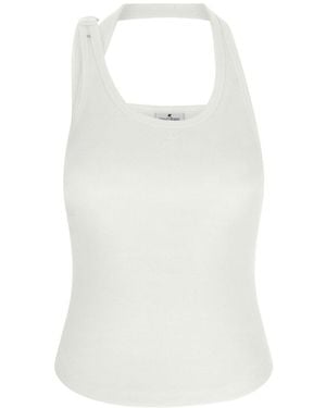 Courreges Asymmetrical Buckle Tank Top - White
