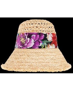Dolce & Gabbana Floral Scarf Detailed Bucket Hat - Black