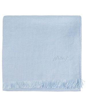 Brioni Signature Fringed Edge Scarf - Blue