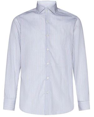 D4.0 Striped Long Sleeve Shirt - White