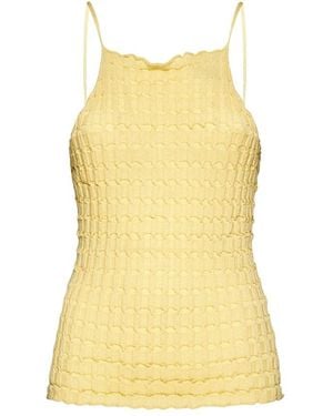 Rus Textured Sleeveless Top - Yellow