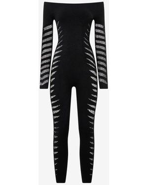 Roberto Cavalli Perforated Zebra Pattern Jumpsuit - Black