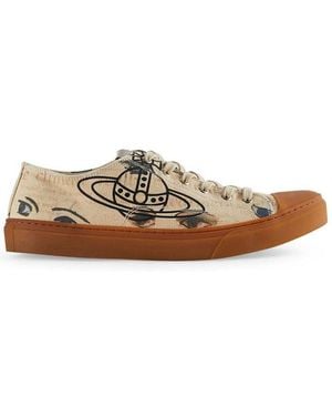 Vivienne Westwood Logo Printed Lace-Up Trainers - Brown