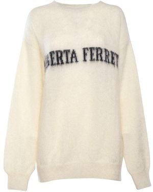 Alberta Ferretti Logo Detailed Crewneck Jumper - White