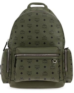 MCM Logo Printed Multi-Pocket Backpack - Green