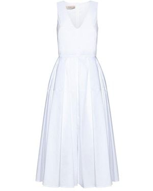 Blanca Vita Aster V-Neck Sleeveless Midi Dress - White