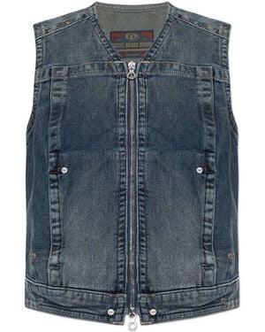 DIESEL De-Proof-Re Zipped Denim Vest - Blue