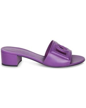 Dolce & Gabbana Cut-Out Logo Detailed Slides - Purple