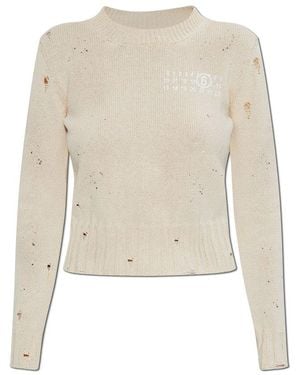 MM6 by Maison Martin Margiela Paint Residue Knitted Jumper - White